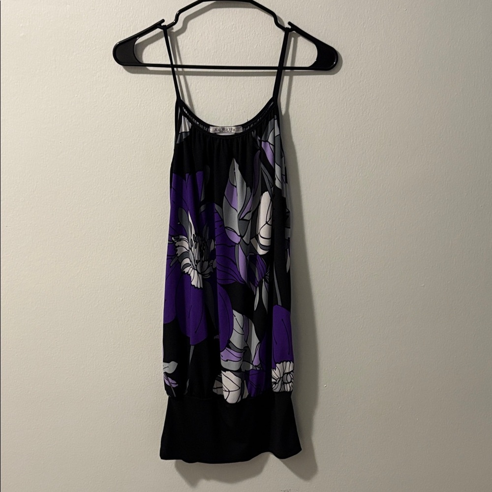 Floral Black and Purple Women's Dress